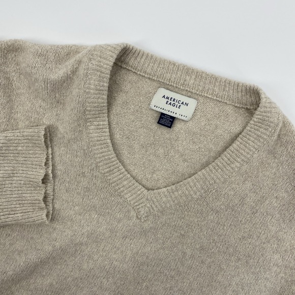 American Eagle Outfitters Other - American Eagle Sweater Mens 3XL Beige Oatmeal Knit V Neck Preppy Minimalist Dad